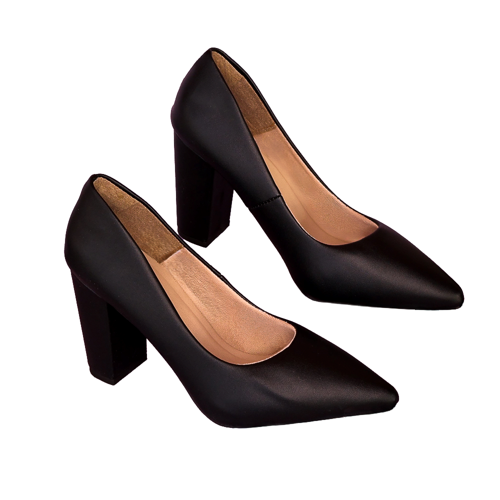 Scarpin em Napa Santorine salto bloco 8 cm