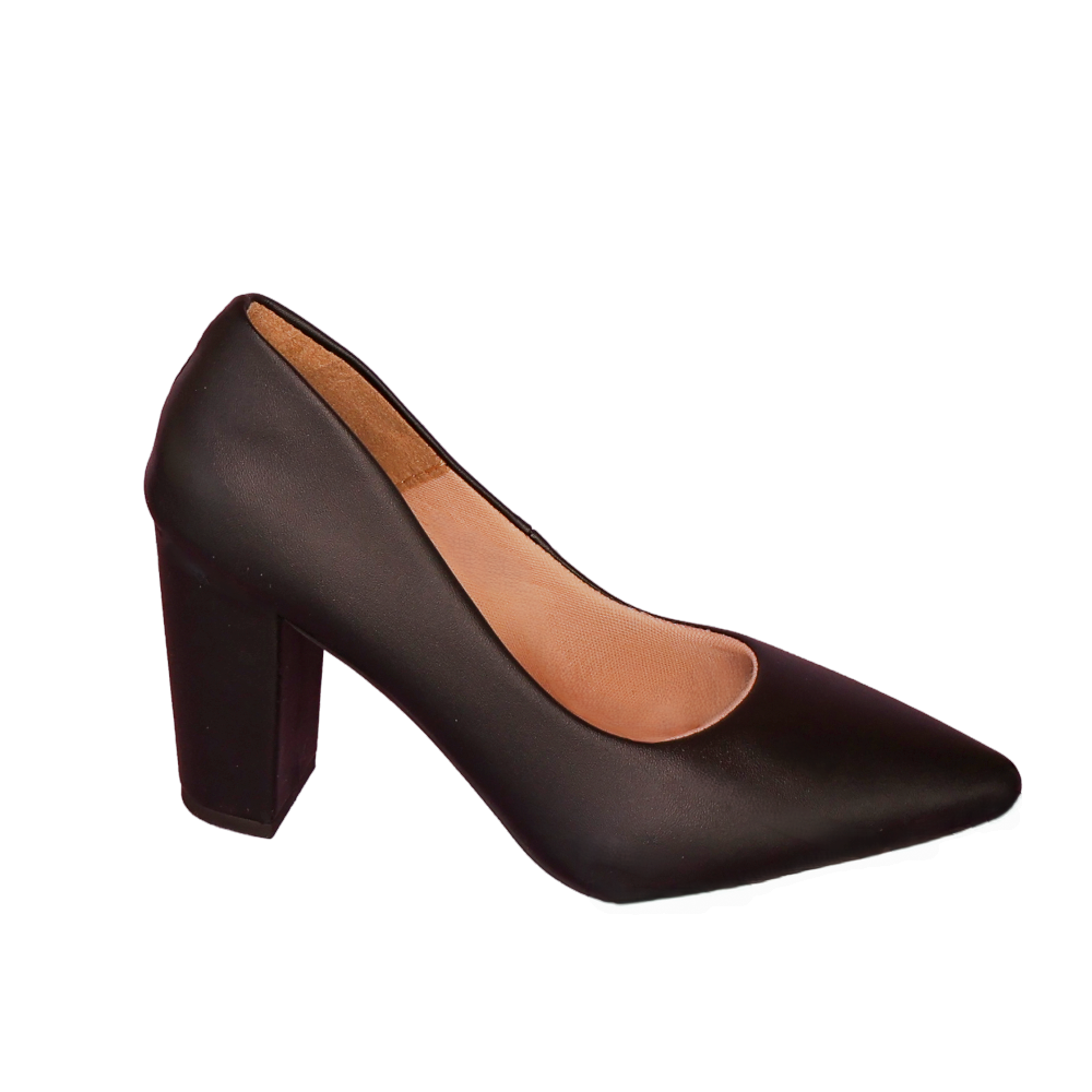 Scarpin em Napa Santorine salto bloco 8 cm